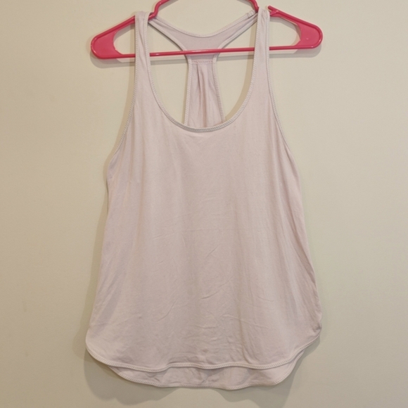 LULULEMON Athletica Sz Medium Racerback Gym Tank Blush Light Pink Scoop Neck - Picture 2 of 6